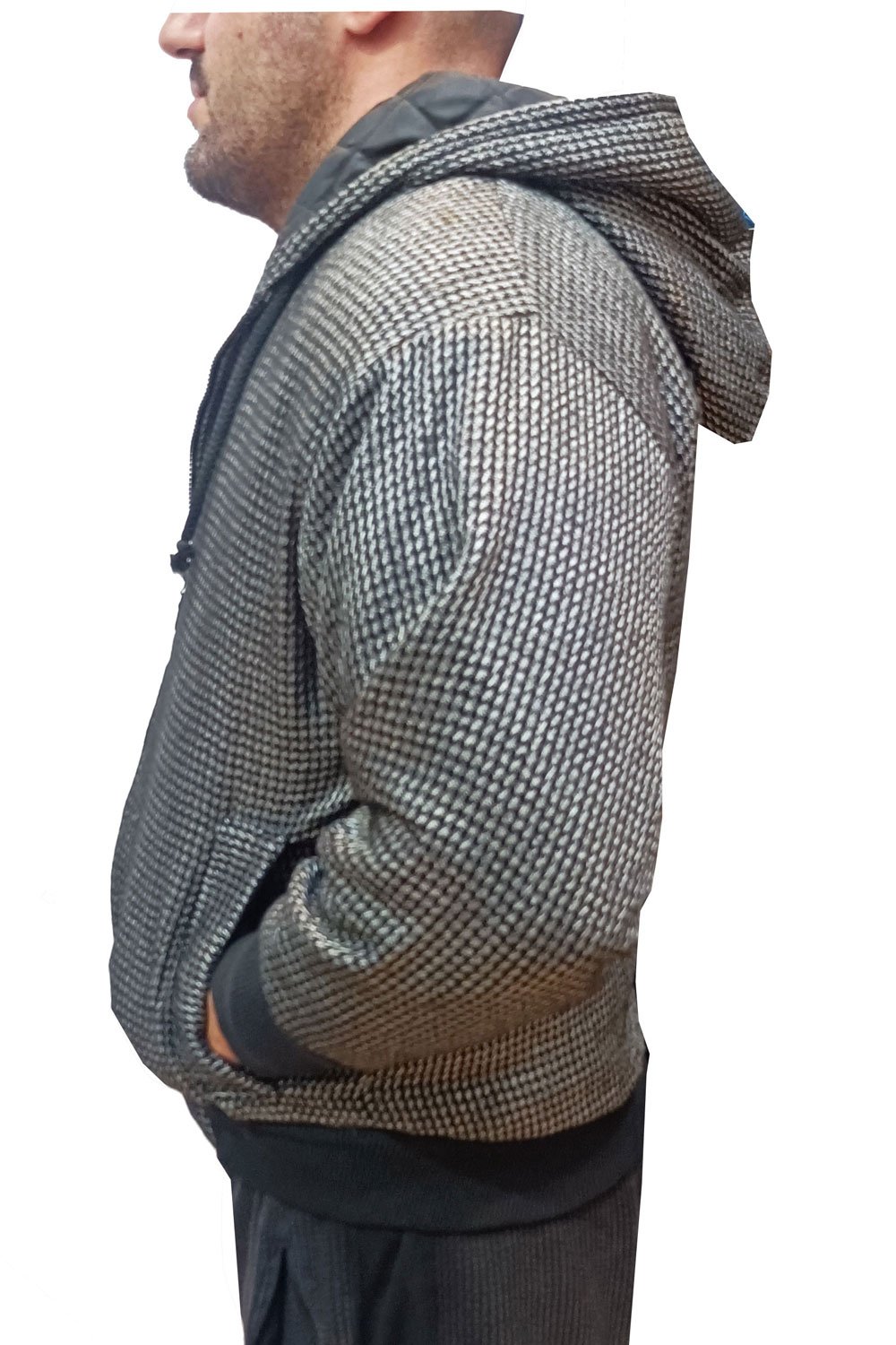 Μπουφάν Ζακέτα jacket BLUE LAKE με υαλοβάμβακα με κουκούλα μαυρο γκρι