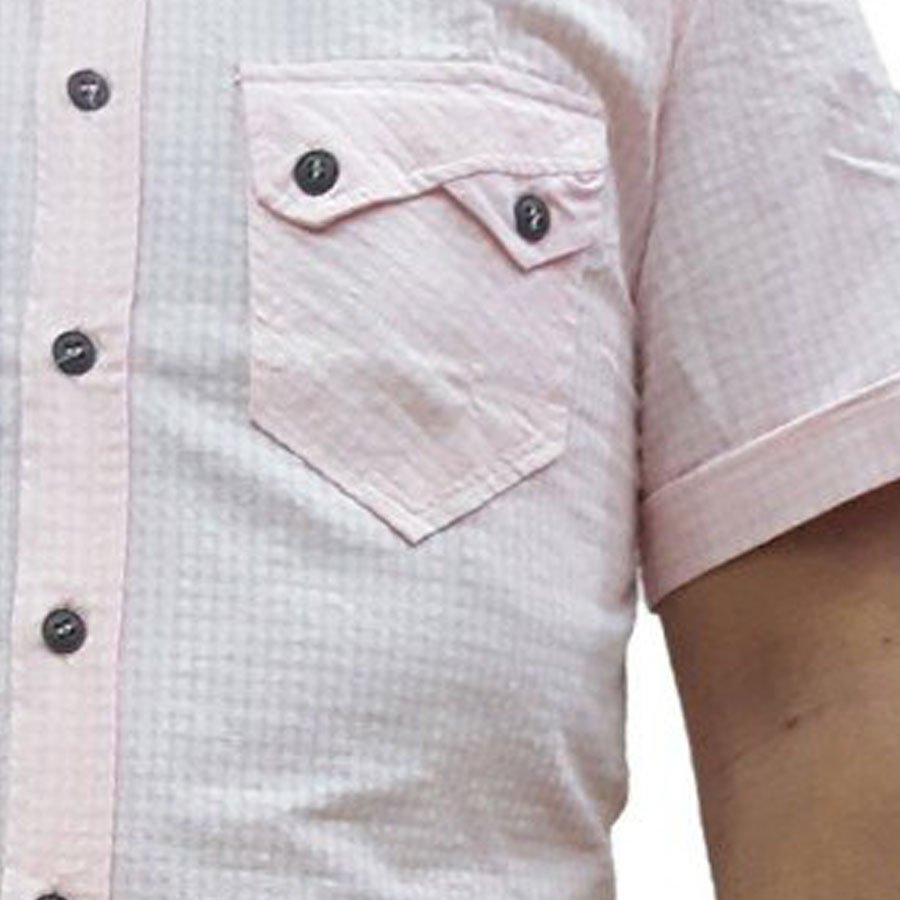 Πουκάμισο ροζ κοντομάνικο στενή γραμμή SLIM FIT