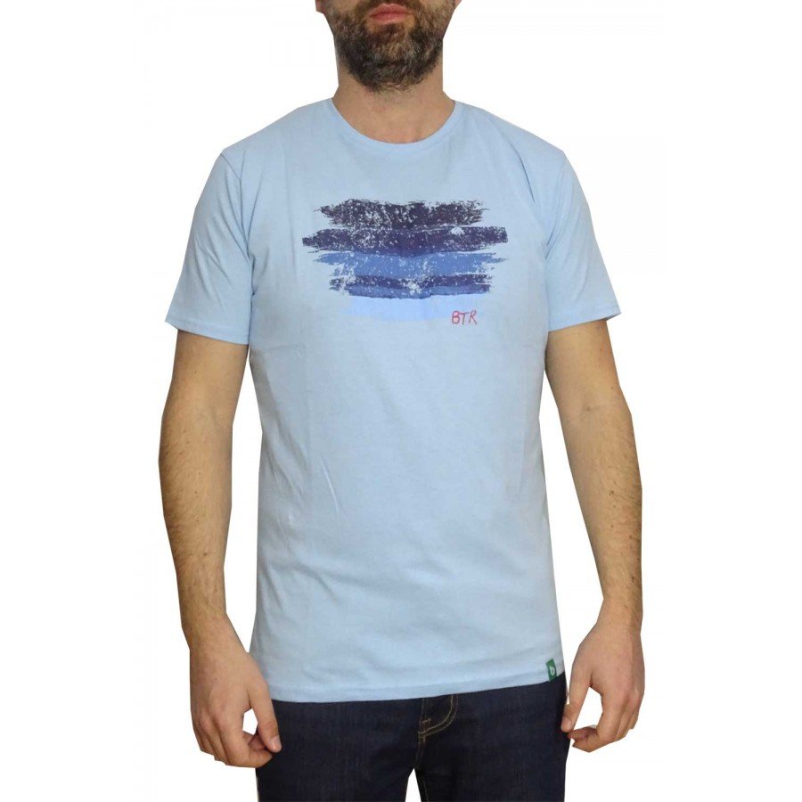 Μπλουζάκι T-shirts μακό βαμβακερό ACID WASH σιελ