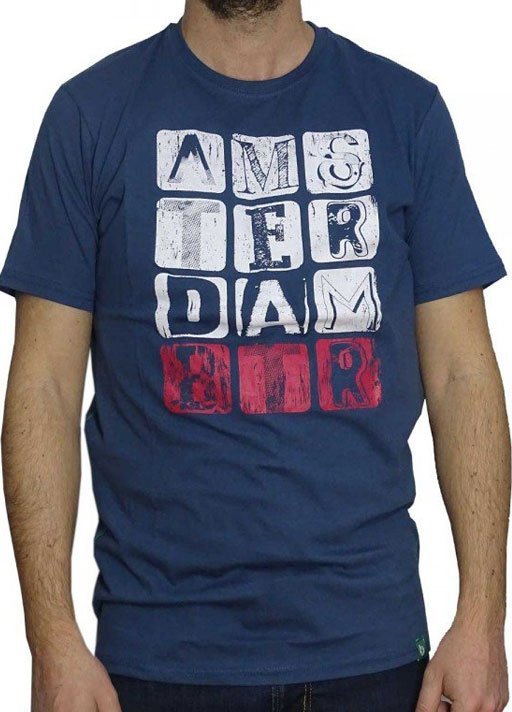 Μπλουζάκι  μπλε T-shirt μακό με σύνθεση βαμβάκι