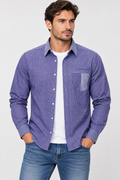 Πουκάμισο Ανδρικό SLIM FIT styl SCOT SODA μικροκαρό compoze σιελ