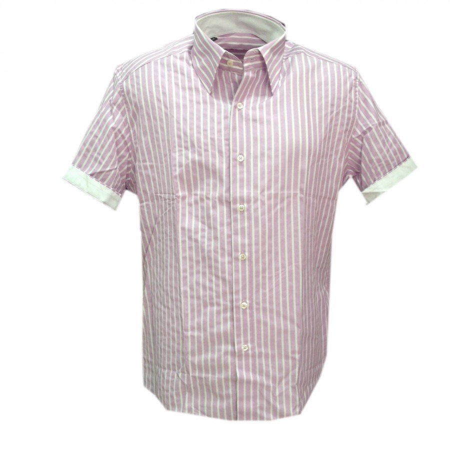 Πουκάμισο λιλά κοντομάνικο ριγέ compose SLIM FIT