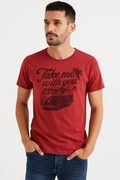 Μπλούζα Luciano Faketti T-Shirt τύπωμα βαμβακερό Φλάμα σε χρώμα φούξια