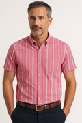 Πουκάμισο κοκκινο luciano faketti in fashion LINEN-cotton