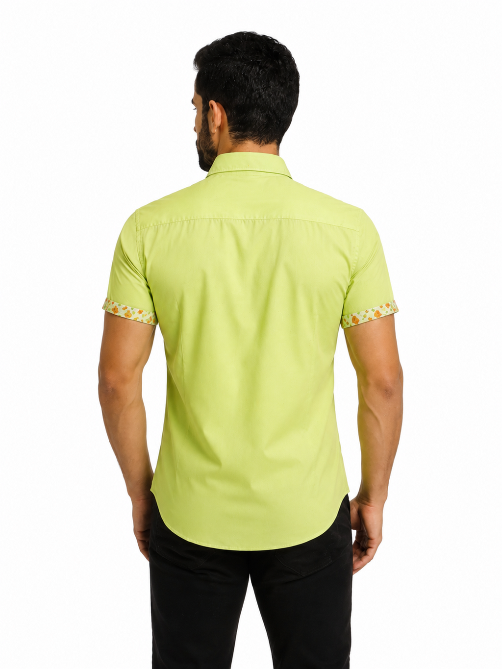 Πουκάμισο κοντομάνικο ριγέ compose SLIM FIT λαχανή