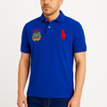 Μπλουζάκι POLO Luciano Faketti Piquet Κοντό μανίκι βαμβάκι 100% ΣΧΕΔΙΑΣΤΙΚΟ με δυο κεντήματα Aπο ανεξίτηλες κλωστές ΕΛΛΗΝΙΚΗΣ ΡΑΦΗΣ KING SIZE σε χρώμα μπλε