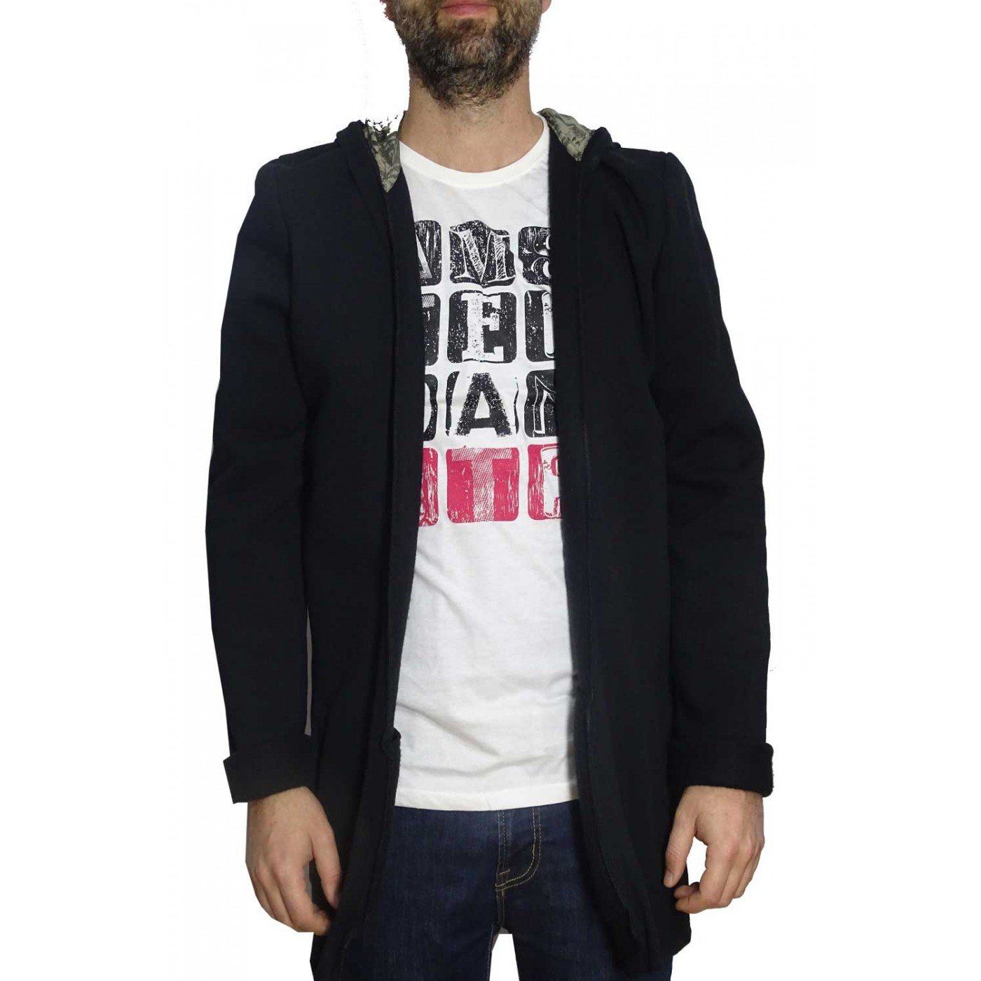 Ζακέτα φούτερ in fashion cotton μαύρη