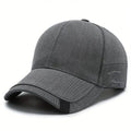 Μονόχρωμο καπέλο μπεϊζμπολ Corduroy Unisex, Casual Solid Color με κεντημένες γραμμές, Καπέλο, 100%, Πλένεται με το χέρι γκρί