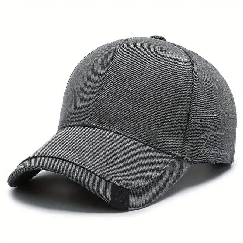 Μονόχρωμο καπέλο μπεϊζμπολ Corduroy Unisex, Casual Solid Color με κεντημένες γραμμές, Καπέλο, 100%, Πλένεται με το χέρι γκρί