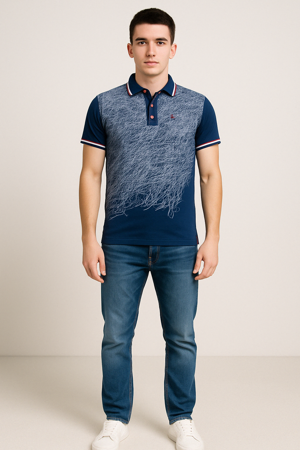Μπλουζάκι POLO Luciano Faketti  in fashion  Βαμβακερό 95%-Πολ.5% σε χρώμα ρουα