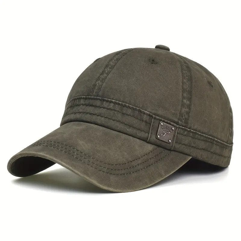 Καπέλο για Άνδρες και Γυναίκες, Casual Vintage Dad Hat, Ρυθμιζόμενο Στυλ Οδηγού Φορτηγού, Διακριτικό Εξωτερικό Φόρεμα λαδί