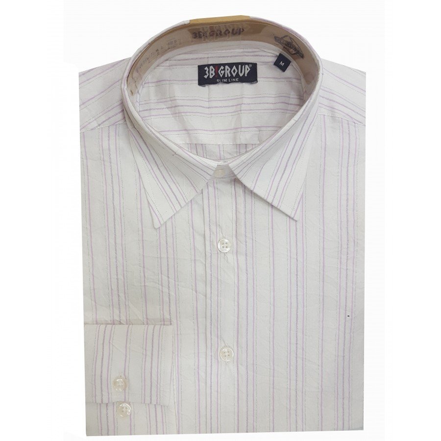 Πουκάμισο στενή γραμμή SLIM FIT και Ελαστικό ριγέ λευκό Μωβ 
ΣΤΕΝΗ ΓΡΑΜΜΗ