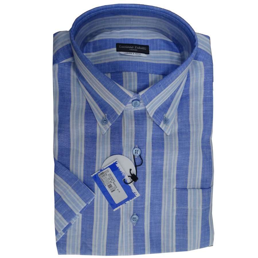 Πουκάμισο in fashion LINEN-cotton μπλε