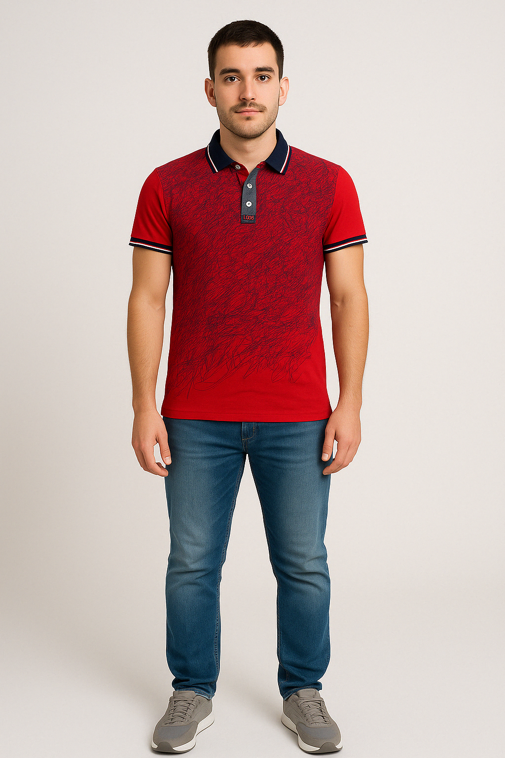 Μπλουζάκι POLO Luciano Faketti  in fashion  Βαμβακερό 95%-Πολ.5% σε χρώμα κόκκινο