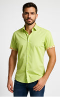 Πουκάμισο κοντομάνικο ριγέ compose SLIM FIT λαχανή